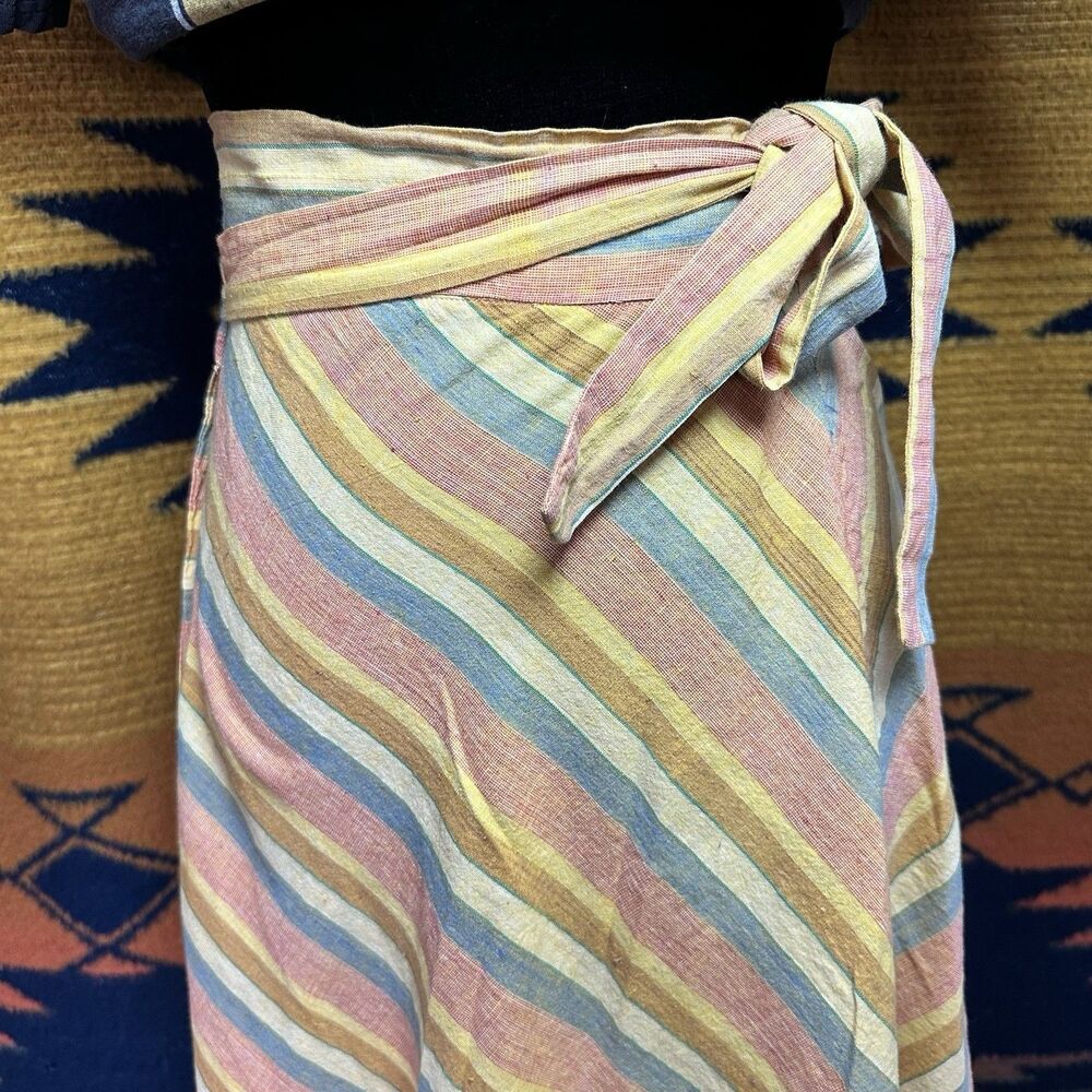 Vintage 70’s Modern Junior Cotton Wrap Around Skirt. Large. Boho. Rare Vintage. - Picture 3 of 16
